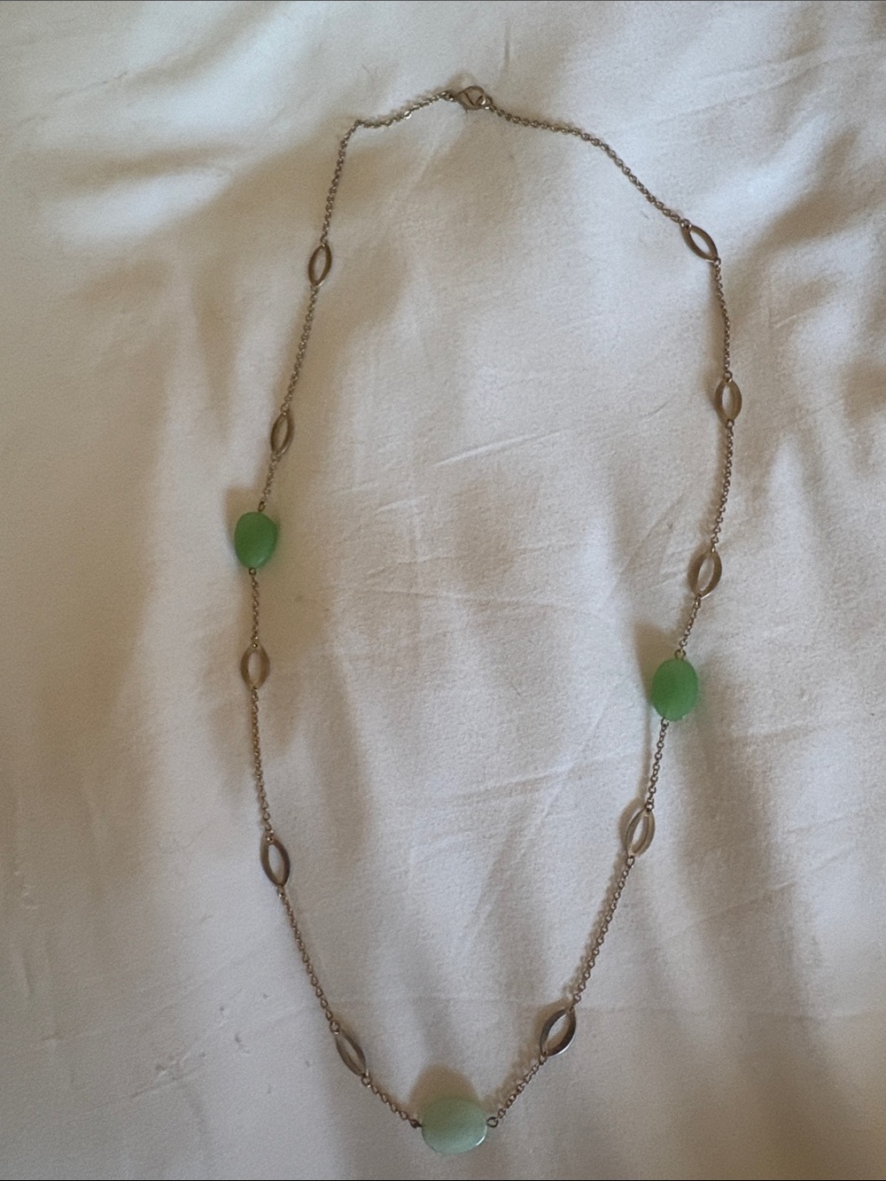 White House Black Market Silver-Tone Necklace with Green Beads